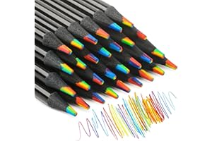 ‎THEAST ThEast 12 Stück schwarze hölzerne Regenbogen Buntstifte, 7 Farben in 1 Regenbogenstifte, Buntstifte Jumbo für Kinder und Erwachsene, Mehrfarbige Mitgebsel Besondere Bleistifte