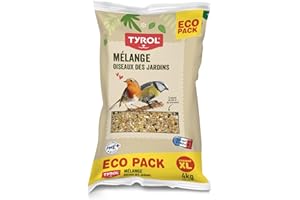 TYROL - Mélange de Graines pour Oiseaux du Ciel et Sauvages - 4 kg - Nourriture Extérieur pour Rouge-Gorge, Pinson, Mésange - Sac de Graines