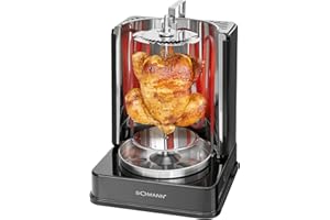 Bomann® Kebab vertical multi grill | Multi grill perfetto per gyros, kebab e altro ancora | per grigliare a casa senza grassi | Griglia per kebab con spiedo rotante e 6 spiedini di carne | DVG 3006 CB