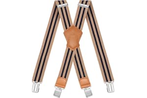 Dresime Bretelles Homme Larges Réglable Élastique Extra Fort 4 Robuste Clips, pour Hommes et femmes avec en forme X Design et Sangles Extra Larges -4cm