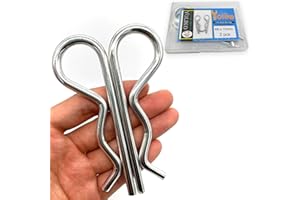 Yoliko 2 Pcs Heavy Duty Hitch Pins Clip R Clips Spring Retaining Wire Hair Pins Cotter Pin Strong Spring Tension Large Carter Pin R Clip Large for Trailer Tractors Mower Carts Truck Pin Clip M6x110mm