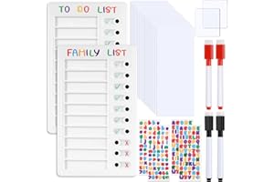 Realure 2 pièces Checklist Boards, DIY Chore Chart Tableau Memoboard, Planificateur Hebdomadaire à Coller, To Do List Effaçable, 20 Papier Vierge, 4 Marqueurs pour Tableau Blanc, 4 Autocollants