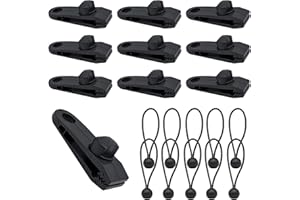 FORYNXHWIN Zestaw 20 klipsów do plandek, 10 sztuk klipsów do plandek, 10 nylonowych sznurków do namiotu, do mocowania plandeki, na kemping, do namiotu, klipsy do plandek, klipsy do namiotu, klipsy z