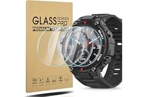 Diruite 4-Pack for Amazfit T-Rex 2 Tempered Glass Screen Protector,HD Anti-Scratch Protective Film [9H Hardness Glass][[2.5D Radian Edge]