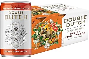 Double Dutch Indian Tonic Water | Classic Indian Tonic Water with Natural Bitterness | Gluten Free, Vegan Friendly Premium Mixer Perfect For Gin & Cocktails | 6 x 150ml Cans