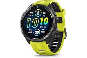 Garmin Forerunner 965 Lauf-Smartwatch, buntes AMOLED-Display, Trainingsmessungen und Wiederherstellungsinformationen, gelber und schwarzer Verstärker