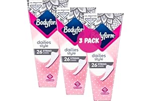 HUBSIDIA Bodyform Women's Dailies String Thong Panty Liners - 3 Pack- (78 String Liners Total)