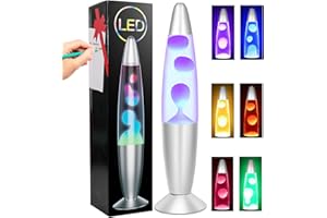 BESIGHT LED Lave Lamps 13.5''Colour Changing Lave Lamp White Liquid & White Wax Retro Astro Lamp for Home Decoration Beautiful Light Gift for Christmas Birthday
