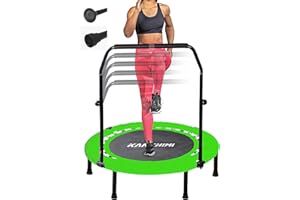 Kanchimi 40" Folding Mini Fitness Indoor Exercise Workout Rebounder Trampoline with Handle, Max Load 150KG