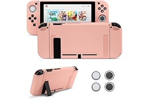 JINGDU Etui do Nintendo Switch NS, Nintendo Switch NS etui ochronne z miękkiego TPU, odporna na uderzenia osłona z 4 nakładkami joysticka do Switch NS 2017, różowe