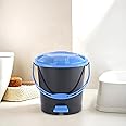 Kuber Industries 7 Ltr Plastic Dustbin for Home with Pedal, Lid & Handle | Dustbin for Kitchen, Bathroom & Office | Garbage Bin for Wet or Dry Waste | Check Dhakkan- Grey & Blue
