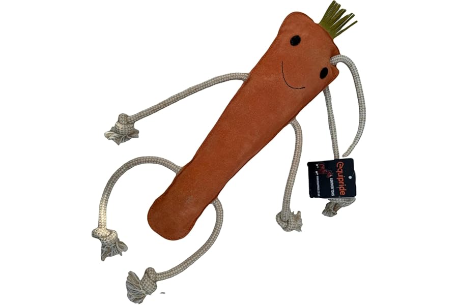 Countrypride Horse Toy Stable Play Toy, 45 cm Leather Carrot Design with Rope, Jute Filling