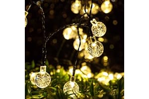 MR.TWINKLELIGHT Catena Luminosa, Mr.Twinkelight 4.5M 30LED Luce Stringa Solare di Crystal Globe, Luce Esterno Ideale per Decorazioni di Natale, Feste, Vacanze, Cortili, Pergole, Impermeabile IP65 (Bianco caldo)