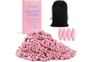 Wukong Hämatit Magnetsteine Kirschblütenrosa – 600 g (ca. 1000 Stück) mit 4 ovalen Magnetsteinen – Anti-Stress-Magnete für Erwachsene, kreatives Fidget-Spielzeug gegen Stress & ADHS