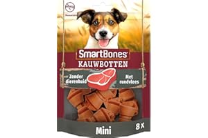 SmartBones Mini au Bœuf - 8 Mini Os à Mâcher Sans Peau d'Origine Animale pour Chien Adulte de Petite Taille - Très Faible teneur en Matières Grasses - Enrichi en Vitamines et en Minéraux
