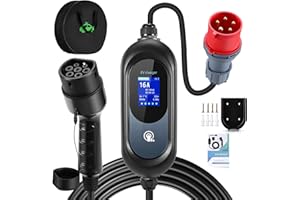 FNRIDS Cavo Ricarica Auto Elettrica Tipo 2, 11kw caricatore EV tipo 2, ricarica temporizzata, IP67 impermeabile,Caricabatterie per Auto Elettrica,lunghezza 6 metri con borsa, spina CEE a 3 fasi