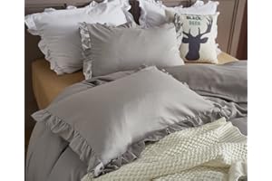 Lanqinglv 2-pak poszewek na poduszkę 40 x 80 cm szara z falbankami uniwersalna miękka poszewka z mikrofibry 40 x 80 poszewka na poduszkę podwójne opakowanie