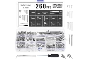 Moendergo 260 PCS Kit di viti per chitarra elettrica con molle per ponte della chitarra elettrica, pickup, battipenna, accordatore, interruttore, piastra del collo, pulsanti, pinzetta (argento)