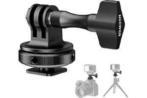 NEEWER Action Kamera Cold Shoe Mount Adapter, kompatibel med GoPro tillbehör Go Pro DJI Insta360 AKASO, metall Hot Shoe-hållare med 1/4 tum gänga för ministativ selfie pinne, 180° lutning, GP-63