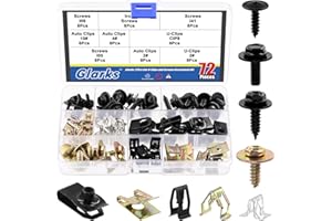 Glarks 72Pcs 9 Sizes Screw Bolt Nut Retainer Car Engine Under Cover Splash Shield Guard Body Bolts Bumper Fender Liner Push Retainer Fastener Rivet Clips Assortment Kit