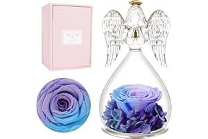 Miofula Preserved Real Rose Birthday Gifts for Women, Forever Roses in Glass Angel Gifts for Her, Eternal Rose Flowers Gift for Mum Women Girlfriend Wife on Christmas Anniversary Valentine's Day