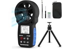 H HOLDPEAK Anémomètre portable, anémomètre, compteur de vitesse du vent, compteur de vent avec rétroéclairage, max/min/moyenne, mesure la vitesse du vent pour drone planche à voile, cerf-volant, voile