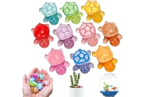 SoeUyd 10 Pièces Mini Tortues Lumineuses en résine, Petite Tortue, Mini Tortues Lumineuse, Série d'animaux Marins, Convient aux Ornements de Voiture, aux décorations phosphorescentes pour Le Jardin