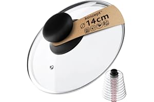 Konzept 11 - Topfdeckel aus Glas Verschiedene Größe 14-30cm, Glasdeckel für Pfannen Töpfe, Kochtopfdeckel Griff aus rutschfestem Kunststoff (14cm)