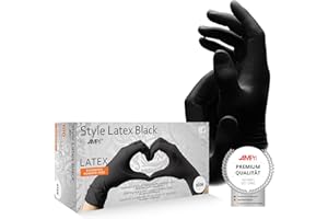 AMPRI Latexhandschuhe, schwarz, 100 Stück/Box, Größe L, puderfrei, Style Latex Black: Latex Einweghandschuhe in den Größen XS, S, M, L, XL