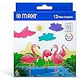 Maxi Regular Wax Crayons 12 Color 90mm,Extra smooth & Rich colors,Washable