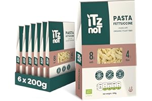 iTz noT jusT FETTUCCINE (Pack of 6, 200g Each) Ready cooked, Shirataki, Moyu, Konjac Plant Fibre Pasta, Low Carb, & No Added Preservatives, Healthy, Gluten Free, Gut Health. 100% Natural