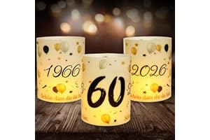 ‎SEUTGJIE 12 Windlicht Tischdeko 60 Geburtstag, Seutgjie 60. Geburtstag Diamantene Hochzeit Jubiläum Deko Mann Frau 1966-2026 Schwarz Gold für Teelichter oder Kerzen