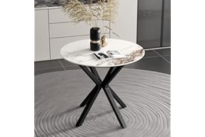 ‎GOLDFAN GOLDFAN Esstisch Rund Moderner Küchentisch Runder Esszimmertische mit Metallbeinen für Esszimmer Wohnzimmer Küche, Schwarz, 80 cm