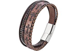 Mochity Pulsera Cuero Hombre, Pulsera Hombre, Pulseras Hombre Ferroso, Pulsera Acero Inoxidable Hombre, Pulsera Vikinga, Con Caja De Regalo, Pulsera Cuero, Pulsera Hombre Acero