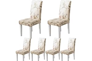 ARNTY Coprisedie con Schienale 4/6 Pezzi, Elasticizzati con Schienale, Jacquard Lavabile Moderno Copri Sedia per Sala da Pranzo Hotel Ristorante (H, 6 Pezzi)