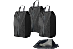VPB 3 Pcs Bolsas Zapatos, Portátil Prueba de Grandes impermeabile Humedad Almacenamiento Bolsa para Zapatos de Viajes Hogar con， para Zapatos de Hombres y Mujeres, Negro