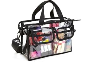 Beauty Case Trasparente da Viaggio, Moon mood® Trucco Borsa a Mano Stoccaggio Sacchetto in PVC Grande Capacità Leggero Portatile Cosmetici Borsa a Tracolla per Donna Make up Shoulder Bag