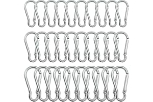 Eupneicu Set Di 30 Moschettoni, 3 Dimensioni-41mm/46mm/59mm, Clip Gancio A Molla Fibbia Appesa, Moschettone Per Amache, Campeggio, Pesca, Tende Da Sole [Argento]