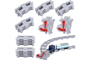 SYVORY Spielzeug Eisenbahnschienen, 32 Stück Bausteine Schienen Set, Bausteine Zug Schienen, bestehend aus Cross Track Gerade, Kurven Schienen, Weichen,City Zug Schienen für Kinderspielzeug Jungen Mädchen