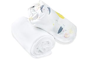 ‎FLYIDEAS FlyIdeas Spannbettlaken 80x160 cm fur Babybett, 2 STK. - 1 Spannbettlaken + 1 Wasserfester Matratzenschoner, 100% Reine und Sanft Zertif. Baumwolle Kinderbettlaken Baby Bettbezug Unisex Farben