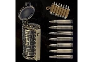 CZYY Gewehrkugel-Würfel-Set – massives Metall, 7 polyedrische Würfel-Set mit drehbarem Behälter und Patronenhaltergürtel, perfektes Rollenspiel-Würfel-Set für D&D, Tischspiele (Bronze lang)