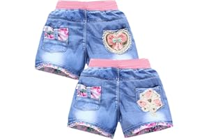 Amur Leopard Kinder Shorts Mädchen Denim Shorts 2er-Pack Sommer Jeans-Shorts Mädchen Casual Jeans Kurzen Hosen