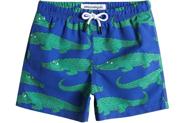 MaaMgic Short de Bains D'Ete Garcons Filles avec Slip Filet Maillot de Bain Enfant à la Plage pour Surfer Carton Conception
