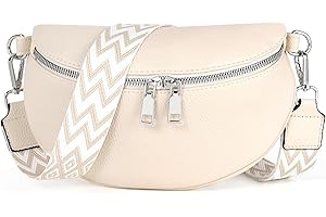 TANTOMI Umhängetasche Damen Bauchtasche Damen PU Leder, Crossbody Bag Damen Breiter Gurt, Damen-Umhängetaschen Bauchtasche Damen Stylisch, Gürteltasche Damen Elegante