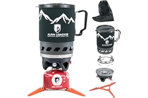 Alpin Loacker Storm Kit Pro Réchaud à gaz de camping avec allumage piézoélectrique I Réchaud à gaz extérieur et intérieur I Réchaud de camping avec pot de 1000 ml