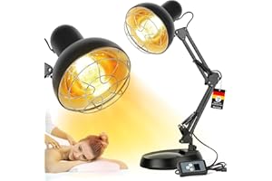 Etyceun Lampara Infrarrojos Fisioterapia, Lámpara de Infrarrojos de Amarillo 150W, Luz Infrarroja Terapia Alivia la Tensión Muscular y el Dolor, Temperatura Ajustable Terapia luz Roja con Temporizador