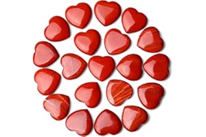 XIANNVXI 20 Pcs Red Jasper Crystal Heart Red Jasper Stones Natural Red Crystals Healing Gemstones Reiki Palm Stones for Meditation Energy Balancing