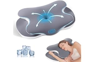 JINXIA Konturiertes Memory Foam-Kissen für Nacken- und Schulterschmerzen,Ergonomisches Orthopädisches Nackenstützkissen, Rücken-/Seiten-/Bauchschläferkissen zum Schlafen,Grau