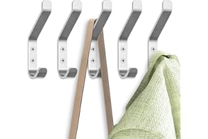 GlazieVault Coat Hooks for Wall – Door Hooks (5 Pack) - Heavy Duty Coat Hooks Wall Mounted - Premium Design Rust Free Wall Hooks for Hanging