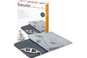‎BEURER Beurer HK 125 Heizkissen (XXL-Format, mit 6 Temperaturstufen, Abschaltautomatik und LED-Schalter, maschinenwaschbar), grau, 1 Stück (1er Pack), 60 x 40 cm
